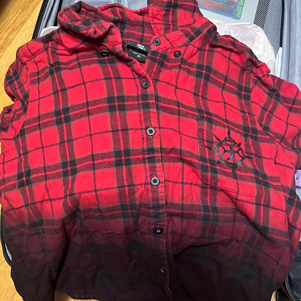 Disney Kingdom Hearts III Axel Plaid Button-up Crop top